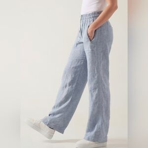Athleta Cabo Linen Wide Leg Pants 2P